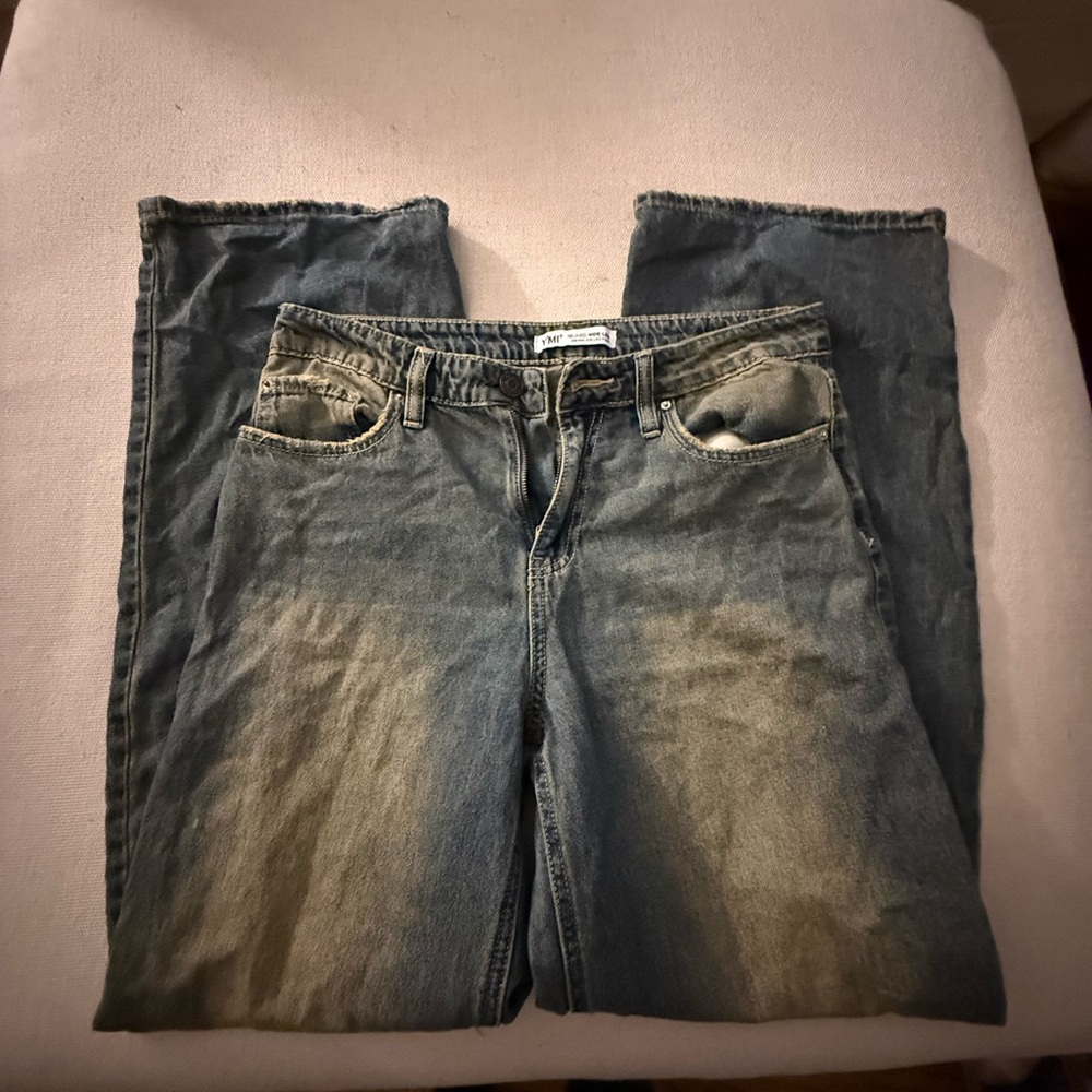 YMI Women's Relaxed Wide Leg Rigid Denim Jeans